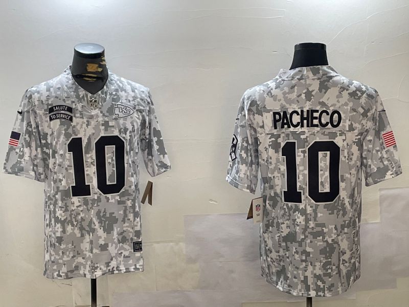 Men Kansas City Chiefs 10 Pacheco Nike Arctic Camo 2024 Salute to Service Limited NFL Jersey